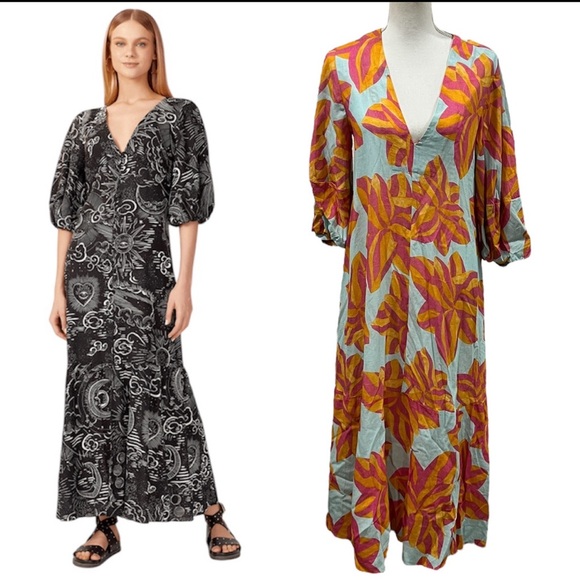DRESS TO V-Neck Floral Linen Blend Maxi Dress - Picture 3 of 13